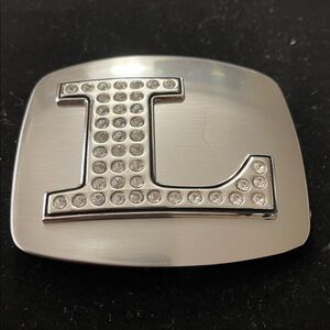 Metal Belt Buckle with Rhinestone L